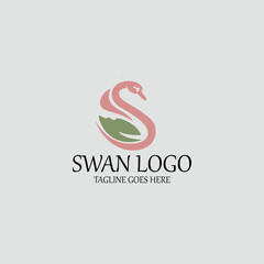 Swan logo design template. Leaf icon. Vector illustration
