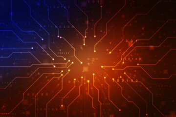 Abstract futuristic circuit board Illustration, Circuit board with various technology elements. Circuit board pattern for digital abstract technology background