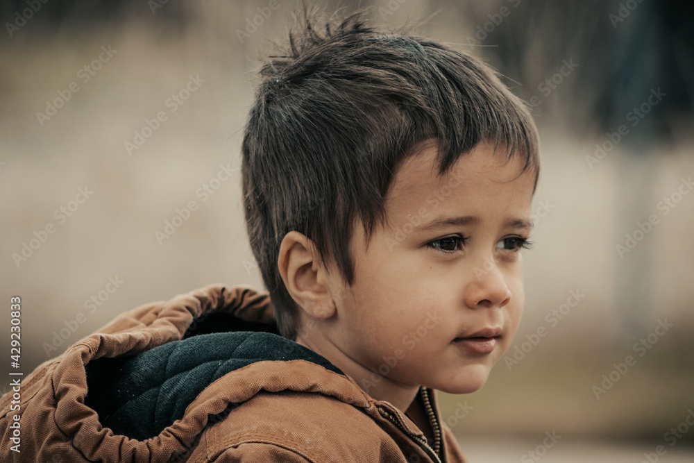 Wall mural portrait of toddler boy