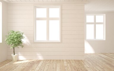 Fototapeta premium White empty room. Scandinavian interior design. 3D illustration