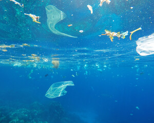 Plastic sea pollution Save sea Plastic waste in sea Plastic pollution sea 
