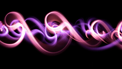 Pink and Purple glowing neon waves and loops. 
