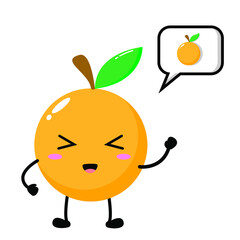 Cute orange citrus illustration with callout shape. Adorable orange thinking character vector for mascot, logo, symbol on application, books, comic, art