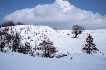 Winter landscape. Racos , Brasov county, Romania.