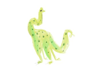cute spotted funny yellow dinosaur with long tail