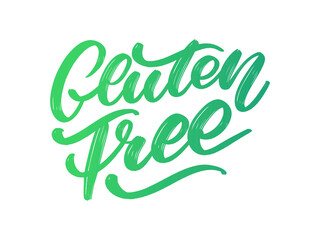 Gluten free label. Hand drawn brush lettering. Logo, badge template for healthy food stores and markets.