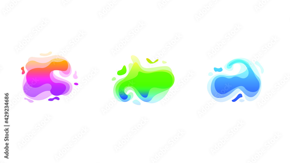 Aufkleber abstract set liquid color collection geometric shapes fluid gradient dynamic elements banner logo ve