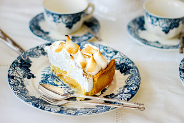 lemon pie. Lemon meringue tart with a biscuit base