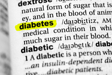 Highlighted word diabetes concept and meaning