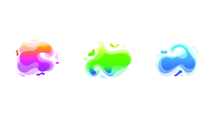 Abstract Set Liquid Color Collection Geometric Shapes Fluid Gradient Dynamic Elements Banner Logo Vector Desgin Style Trendy