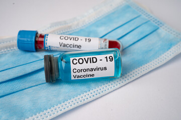COVID-19 virus or Coronavirus sample blood test tube in laboratory of hospital.