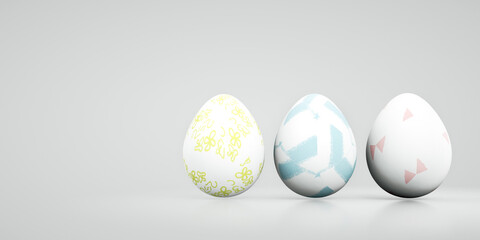 Easter egg on white background. Minimal concept. 3d rendering