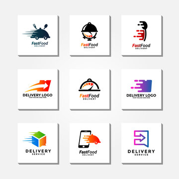 Delivery logo design collection. As delivery service logo concept, food order, fast box, etc.