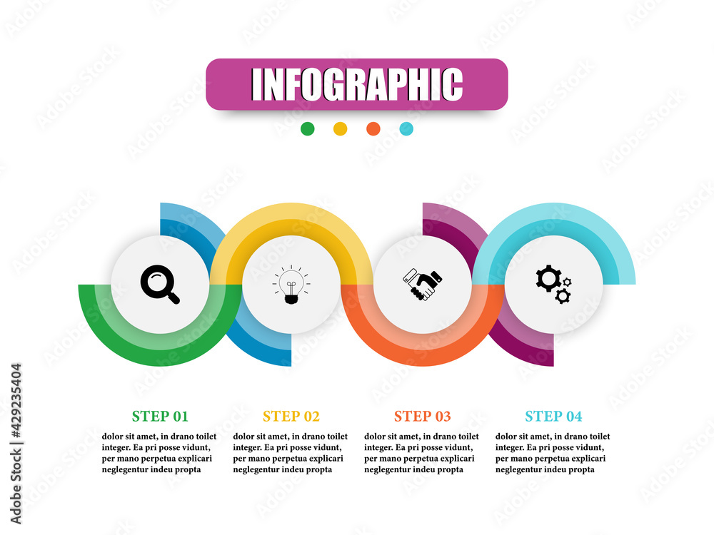 Poster vector infographic design template with circular in four steps. concept planning business infographi