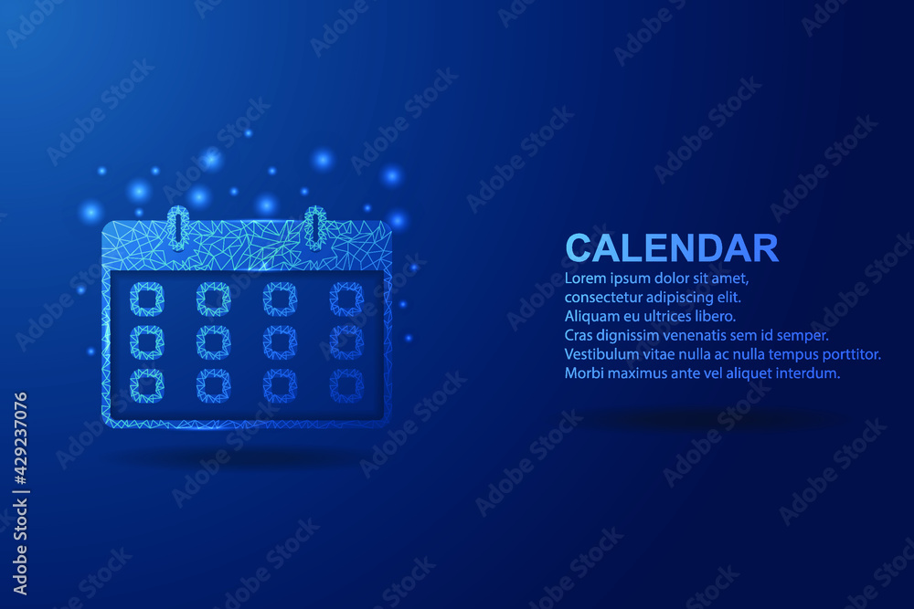 Poster calendar icon. modern 3d graphics concept. low poly style design. abstract geometric background. iso
