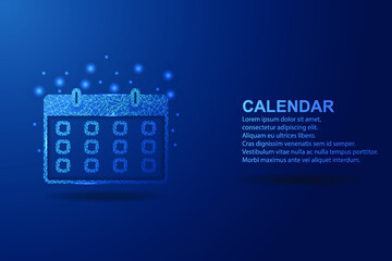 calendar icon. Modern 3d graphics concept. Low poly style design. Abstract geometric background. Isolated vector illustrations.