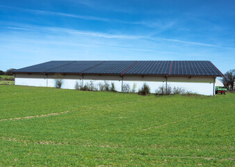 Fototapeta na wymiar Green Energy with Solar Collectors - building modified by image editing