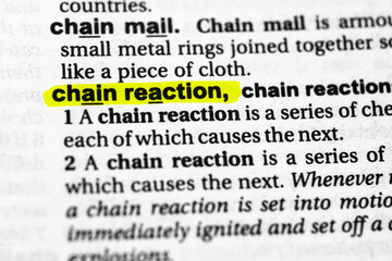 Highlighted word chain reaction concept and meaning