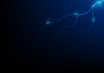 Abstract background image of powerful thunder storm. Minimal lightning thunder background. bright blue powerful thunder lightning storm with black background created in modern technology days.