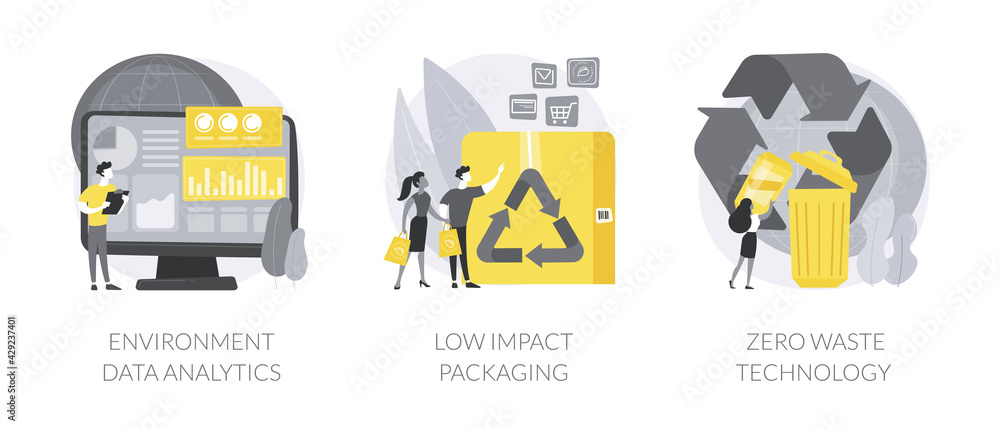 Poster reuse reduce recycling abstract concept vector illustrations.