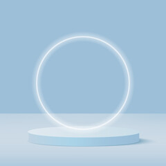 Abstract background with blue color geometric 3d podiums. Vector illustration