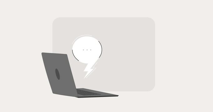 Different messages from laptop animation. 