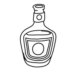 Alcohol bottle Doodle vector icon. Drawing sketch illustration hand drawn cartoon line eps10