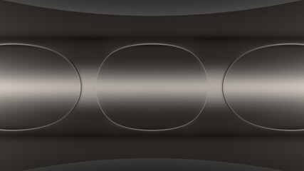 3d render background Wallpaper metal circles floor tunnel light depth