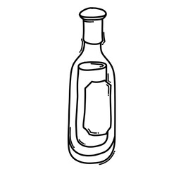 Alcohol bottle Doodle vector icon. Drawing sketch illustration hand drawn cartoon line eps10