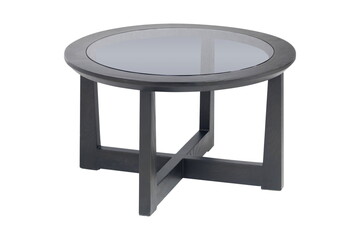 black wooden glass table isolated