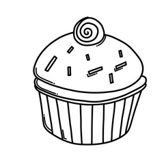 Cup cake Doodle vector icon. Drawing sketch illustration hand drawn cartoon line eps10