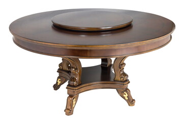 Wooden round brown table isolated