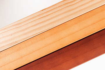 Different types of brown wood. Empty wooden plank board for copy space. Plank light brown and dark brown set