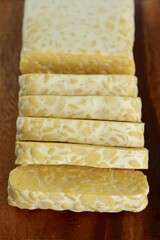 Sliced Tempeh on Wooden Board