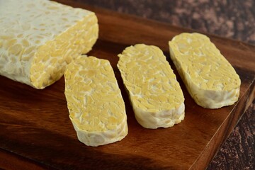 Sliced Tempeh on Wooden Board