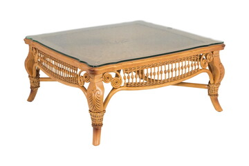 glass wicker table furniture isolated