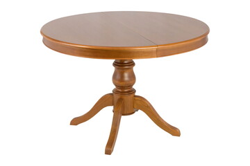Wooden round brown table isolated