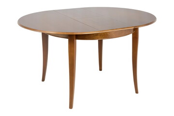 Wooden round brown table isolated