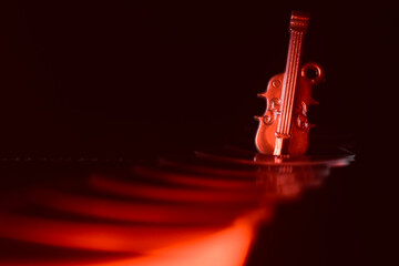 violin on red background