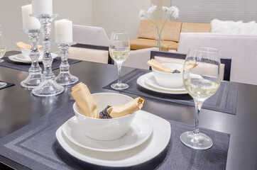 Modern dining room in luxury house.