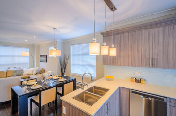 Modern dining room in luxury house.