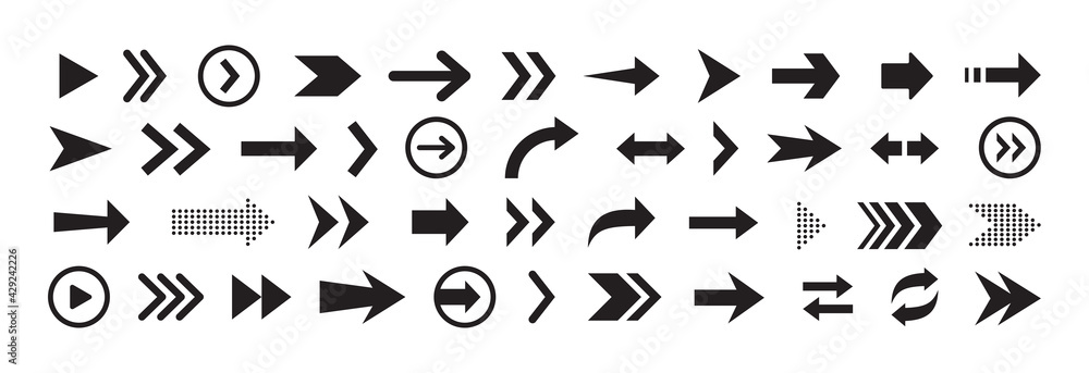 Poster arrows icon set. big arrow icon collection. set different arrows or web design. arrow flat style iso