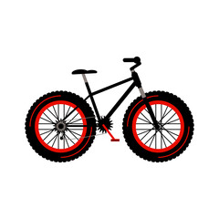Fatbike, fat bike Detailed bicycle with thick tires. Hobby. Flat style Vector Illustration.