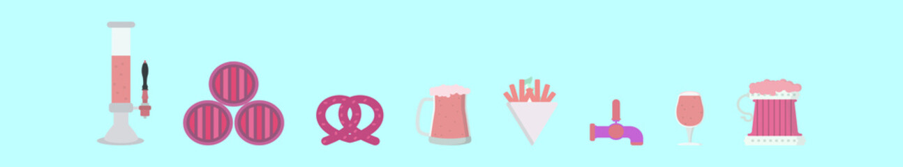 set of beer cartoon icon design template with various models. vector illustration isolated on blue background