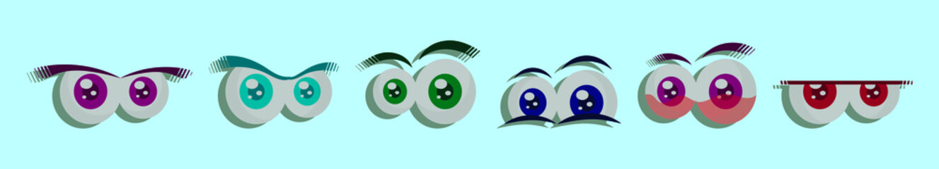 set of eye. cartoon icon design template with various models. vector illustration isolated on blue background