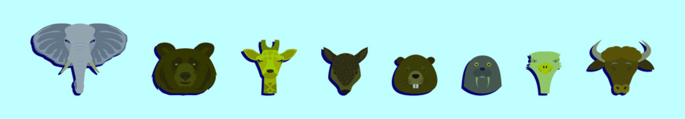 set of animals cartoon icon design template with various models. vector illustration isolated on blue background