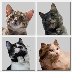 vector clipart cats set of polygons