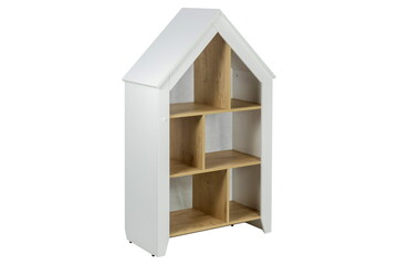 white wooden furniture shelves in isolation