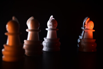 chess pieces dark background 