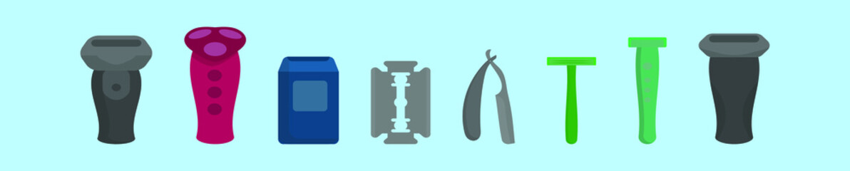 set of barbershop cartoon icon design template with various models. vector illustration isolated on blue background